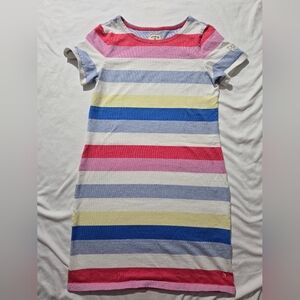 Joules Women Riviera Jersey Dress-Blue Pink Multi Color Stripe -